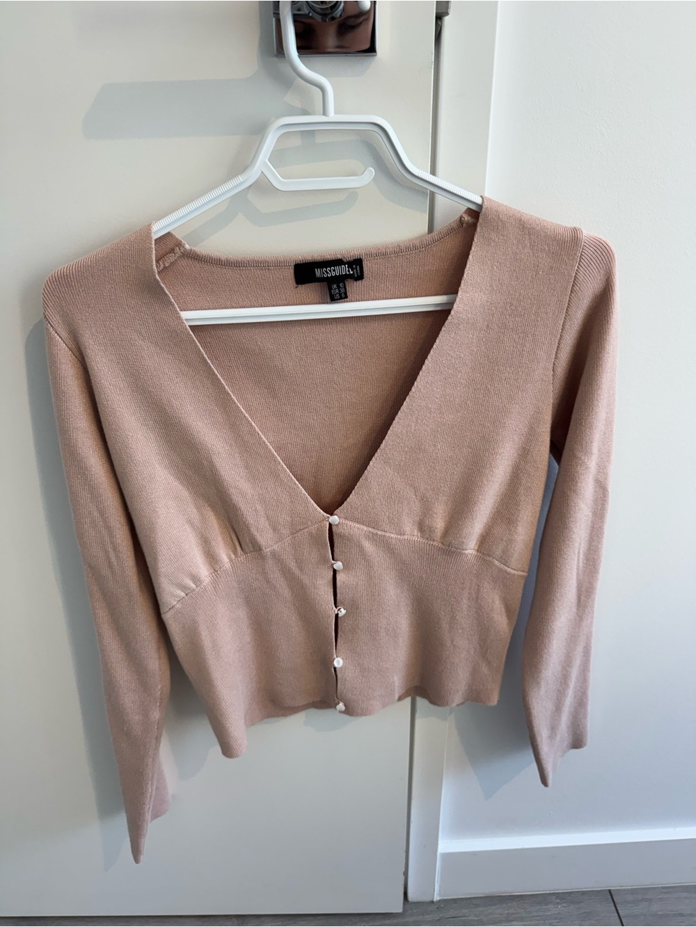 Missguided Blush Pink V-Neck Button Cardigan